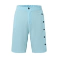 thumbnail image 4 of LiuXxxx Mens Linen Shorts Elastic Waistband Classic Fit Button Summer Beach Casual Shorts Blue S, 4 of 7