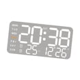 thumbnail image 4 of Reloj de pared digital con visualización de fecha de la semana, moderno, práctico, despertador LED, reloj de escritorio para dormitorio y aula Concha blanca, 4 of 8