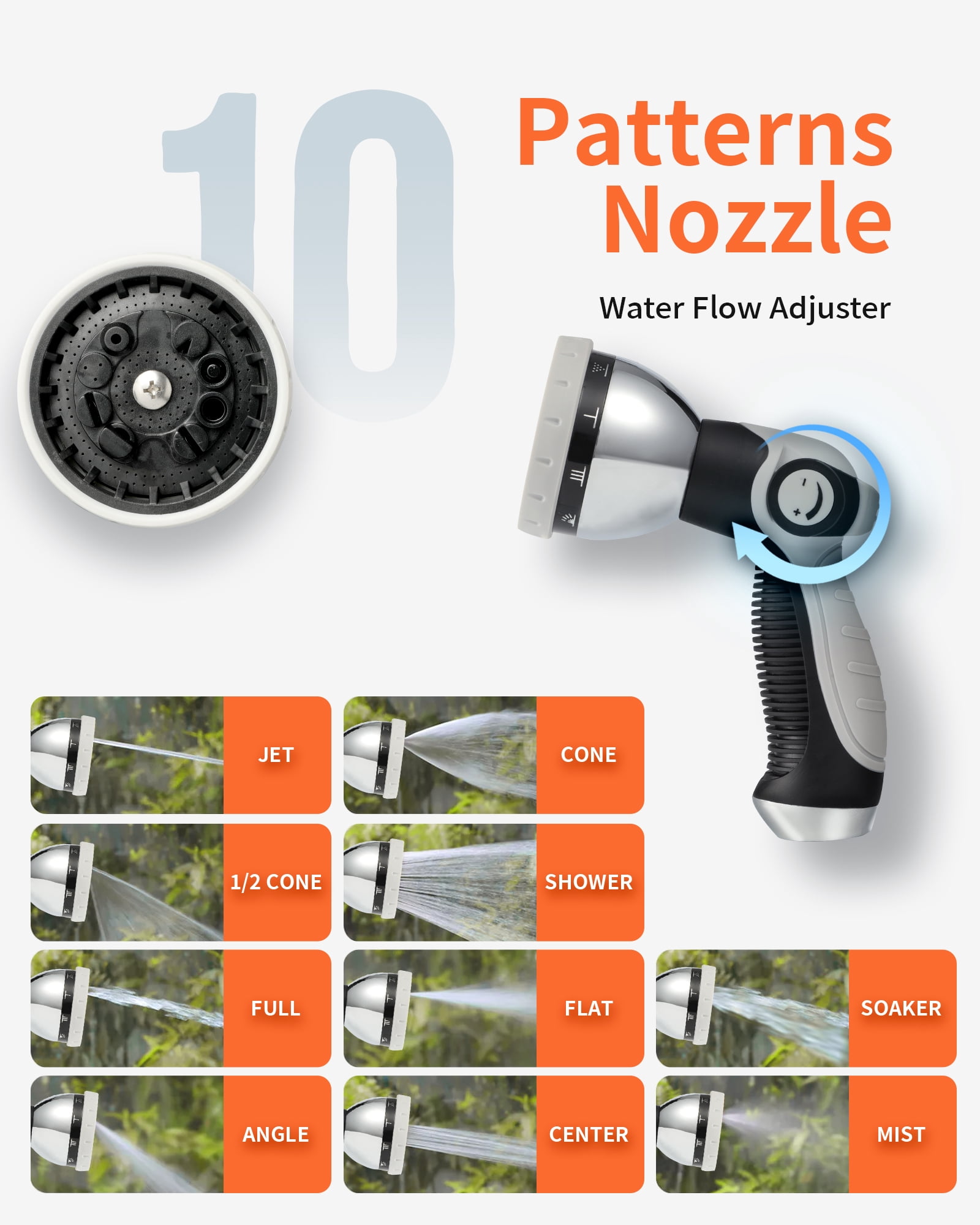 HOZEREEL 5/8" x 100 ft Heavy Duty Retractable Garden Hose Reel, Outdoor Garden Hose Reels - Self Retract Wall Mount Hose Reel Automatic Storage, Any Length Lock, 10 Pattern Nozzle