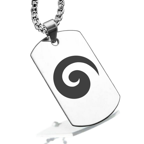 Stainless Steel Koru (Spiral) Maori Symbol Dog Tag Pendant Necklace