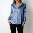 thumbnail image 6 of Women's Long Sleeve Satin Silk Blouses Casual Lapel Collar Button Down Shirt 2026 Business Work Dressy Shirts, 6 of 6