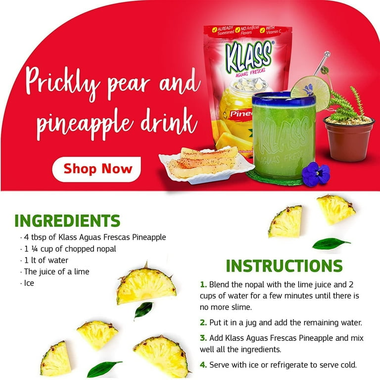 Klass Aguas Frescas Pineapple with Vitamin C Multiserve Powdered Drink Mix 14.1oz
