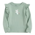 thumbnail image 2 of WRKEKC Girls Long Sleeve Shirts, Girls' Long Sleeve Tees, Toddler Little Girls' 1-10 Years Cute Bunny Print Trendy Ruffle Long Sleeve Round Neck Tops, 2 of 4