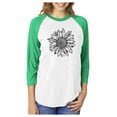 thumbnail image 1 of Sunflower Shirt for Women Girls Summer 3/4 Women Sleeve Baseball Jersey Shirt Large green/white, 1 of 5