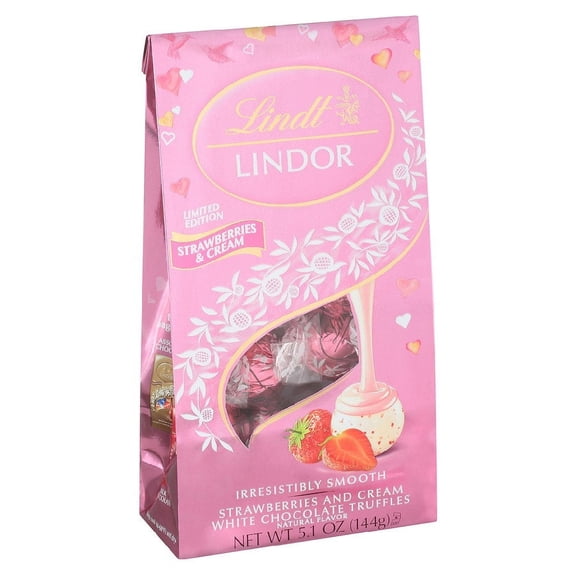 Lindor Valentine's Strawberry & Cream Truffles Bag 5.1 oz Pack of 2