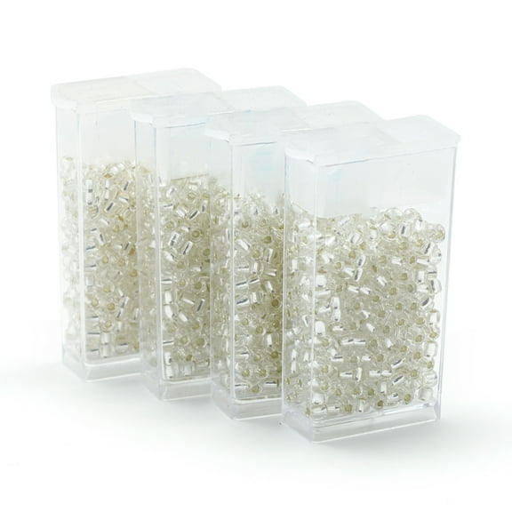 Matsuno Glass Beads Japanese Seed Beads 6/0 Silver Lined Glass Round Hole Rocailles Seed Beads Clear 3.5~4x3mm Hole: 1.2~1.5mm about 140pcs/box net weight: about 10g/box