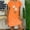 02 Orange, variant on Weiqiqre Maxi Dresses for Seniors Cotton Linen Midi Dress V Neck Short Sleeve Causal Loose Tshirt Dresses Summer