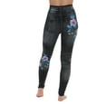 thumbnail image 3 of Just Love Women's Denim Wash Leggings - Stretchy and Comfortable Skinny Pants (Black Floral, Small / Medium), 3 of 3