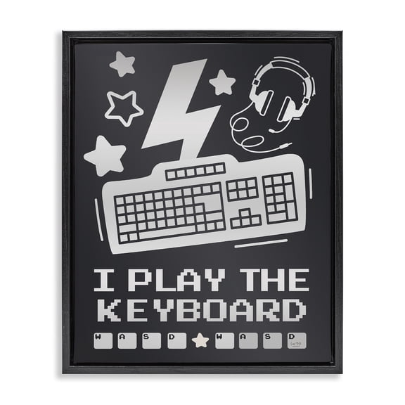Stupell Industries Eclectic I Play The Keyboard Humor Black Floating Frame Canvas Art, 17 x 21, by Lux Me Designs