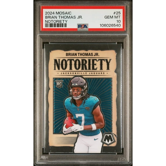Graded 2024 Panini Mosaic Brian Thomas Jr #25 Notoriety Rookie RC Football Card PSA 10 Gem Mint