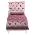 thumbnail image 4 of Chaise Lounge Indoor with Bolster Pillow, Velvet Accent Sleeper Chair with Button Tuftede and Nail Head Trim, Single Sofa Chair for Living Room, Bedroom, Pink, 4 of 7