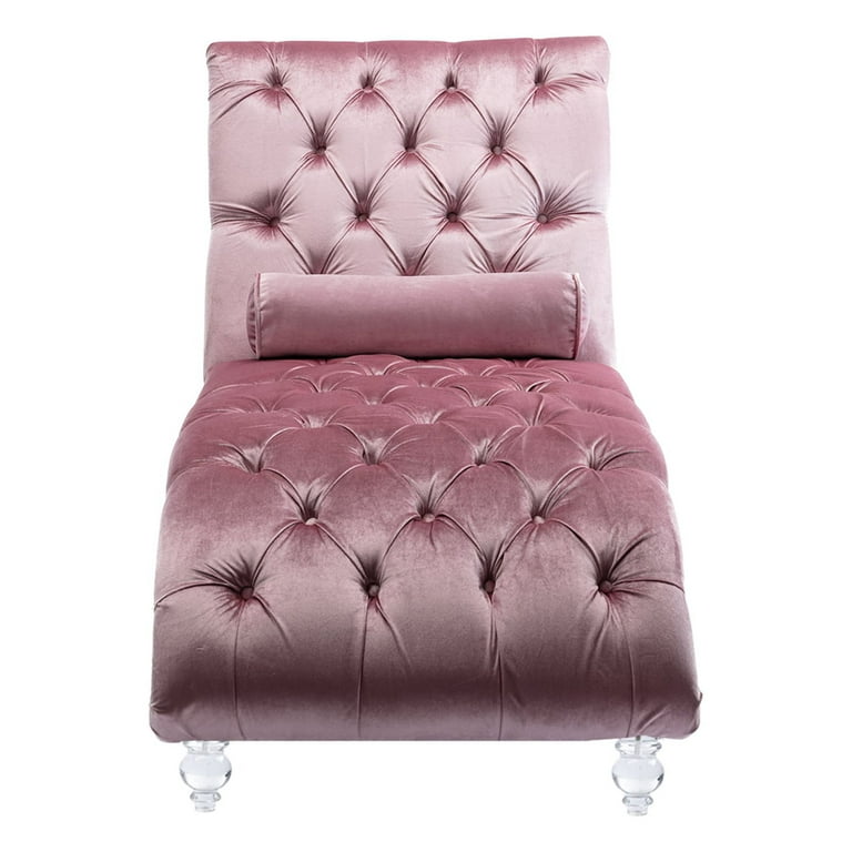 Velvet Chaise Lounge with Pillow, Accent Sleeper Chair, Sofa