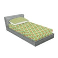 thumbnail image 2 of Ambesonne Abstract Fitted Sheet & Pillow Sham Set, Vivid Rhombus Pattern Line, Twinxl, Pale Green Orange, 2 of 2