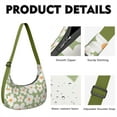 thumbnail image 2 of Boho Daisy Print Crescent Crossbody Bag Adjustable Strap Compact Nylon Dumpling Purse Perfect for Casual Outings and Travel, 2 of 5