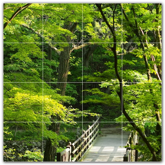 Picture-Tiles.com: Bridge Ceramic Tile Wall Mural WAL500250-44S. 17"W x 17"H using (16) 4.25" x 4.25" Ceramic Tiles-Satin Finish