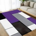 thumbnail image 4 of Purple Grey Geometric 5x7 Area Rugs, Modern Black White Abstract Art Non-Skid Rubber Backing Large Rectangle Rugs - Living Room Bedroom Home Office, Indoor Floor Mat Carpets Washable Rug, 4 of 9