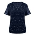 thumbnail image 4 of Women's Carnival Sequin Blouse Flutter Short Sleeve V Neck Pullover Shirt Navy L, 4 of 9