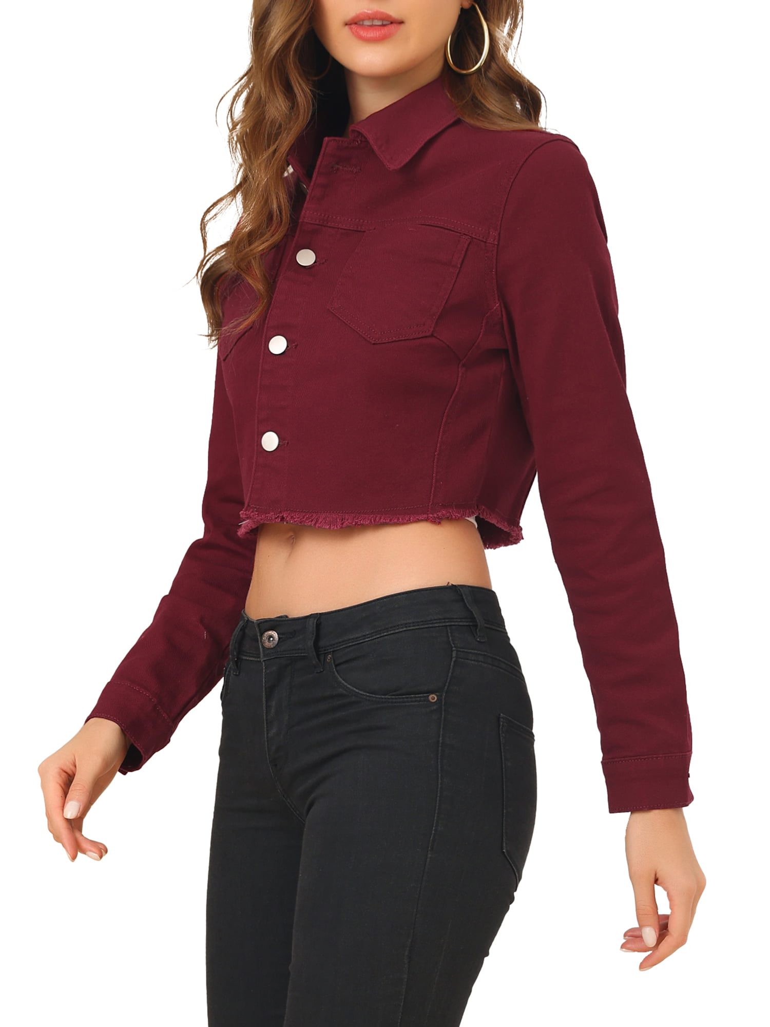 JAY JAYS Designer Label Womens Cute Maroon Denim Jacket Size 6 | eBay-sgquangbinhtourist.com.vn