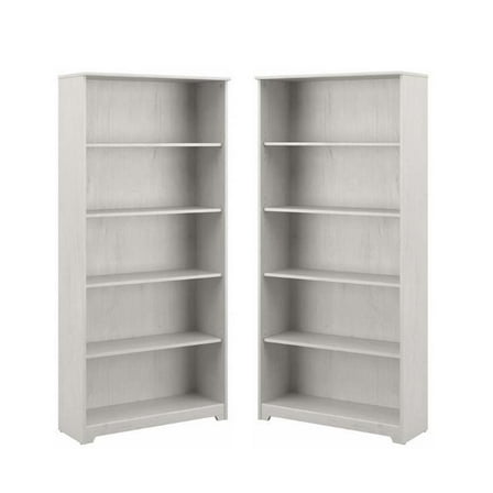 Home Square 2 Piece Engineered Wood Tall Bookcase Set in Linen White Oak