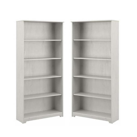 Home Square 2 Piece Engineered Wood Tall Bookcase Set in Linen White Oak