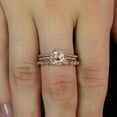 thumbnail image 4 of 2 carat Round Morganite and Diamond Trio Ring Set in 10k Rose Gold Engagement Ring 2 Wedding Bands, 4 of 4