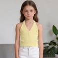 thumbnail image 4 of GiLiling Girls Ribbed Tank Top Summer Sleeveless Crop Top Cute Casual Beach Vacation Camisole (Yellow, 12-18 Months), 4 of 7