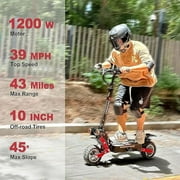 ZonDoo ZO01S Electric Scooter, 1200W Motor, Up to 39 MPH, 43 Mile Range, 10 All-Terrain Tires