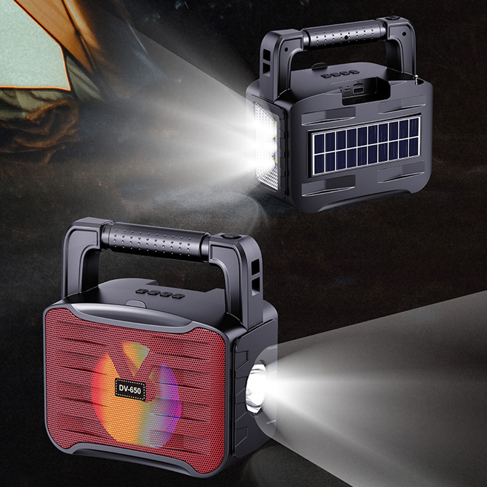 Matoen Camping Flashlight Emergency Radio Hand Crank Solar Bluetooth Speaker, Portable Battery Powered Waterproof Radio Flashlight Phone Charger, Reading Light