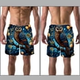 thumbnail image 3 of luoweisi Men's Beach Shorts Quick Dry Swim Trunks with Mesh Lining Cartoon Owl XL, 3 of 5