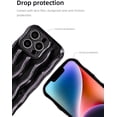 thumbnail image 2 of iPhone 14 Pro Max Case - Wavy Edge Water Ripple Pattern Design, Cute Wave Curly Frame Shape, Soft Flexible TPU Shockproof Full-Body Protective Cover for Women Girls - Shiny Black, 2 of 16