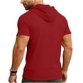 thumbnail image 6 of yillto Men's Short Sleeve Hoodie Top Workout Gym Sweatshirt with Pocket Fashion Athletic Running T Shirts, 6 of 7