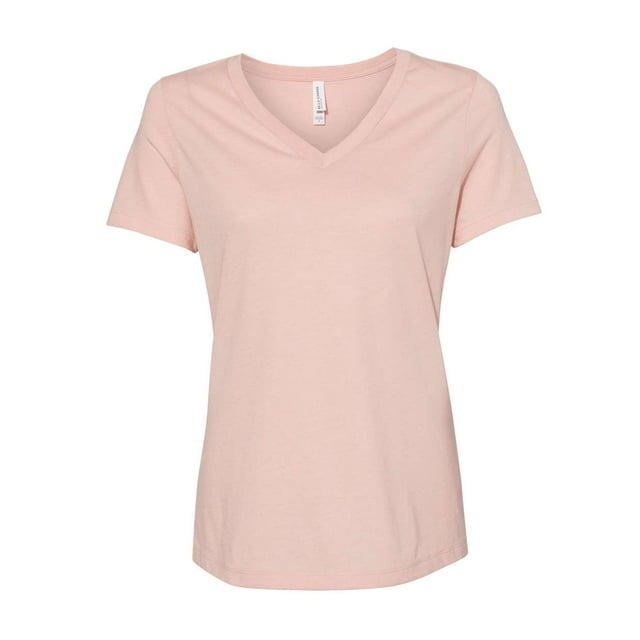 Bella Canvas 6405 Missy Jersey T-Shirt à Manches Courtes à Col en V, S, Pêche Chiné