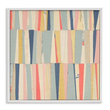 Stupell Industries Pastel Shapes Collage Abstract Painting White Framed Art Print Wall Art, 24 x 24