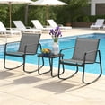thumbnail image 7 of SUNCROWN 3-Piece Outdoor Rocking Bistro Set, Outdoor Furniture Set with Patio Rocking Chairs, and Glass-Top Table, Small Conversation Set of 3 for Porch, Lawn, Garden, Yard, Balcony, Poolside, Grey, 7 of 7