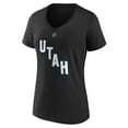 thumbnail image 2 of Women's Fanatics Clayton Keller Black Utah Mammoth Authentic Stack Name & Number V-Neck T-Shirt, 2 of 3