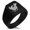 Black, variant on Stainless Steel Yata Crow Kamon Crest Needle Stripe Pattern Biker Style Polished Ring