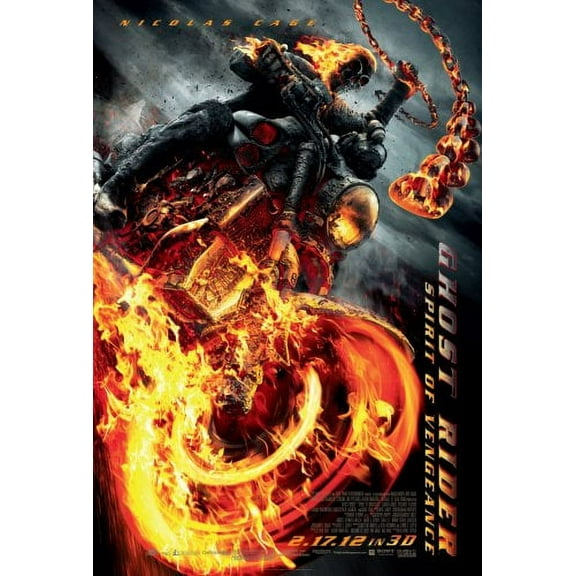 Ghost Rider Spirit Of Vengeance Movie Poster Metal Plaque 8Inx12In Print On Metal 8x12 Square Adults Best Posters