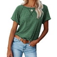 thumbnail image 3 of Fankiway Mode Femmes Loisirs Couleur Unie Manches Courtes Col Rond Décontracté Ample Hauts, 3 of 6