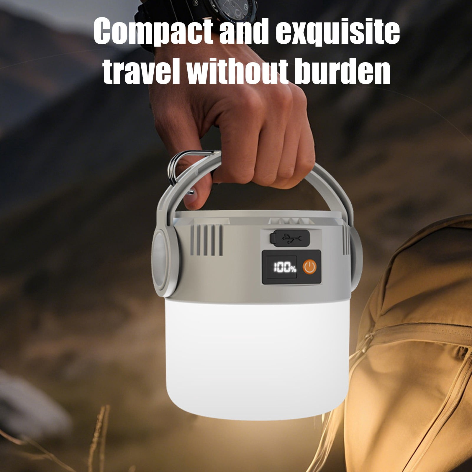 Solar Camping Light Outdoor Rechargeable LED Bulb | Portable Long Lasting Emergency Lamp with Solar Panel, Digital Display, Type-C Fast Charge, White, 5.91x3.27in, Lightweight for Market Stalls