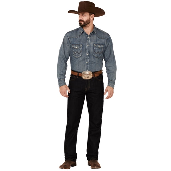 Rock & Roll Denim Men's Hooey By And Dark Wash Double Barrel Relaxed Stackable Blue 33W x 32L US