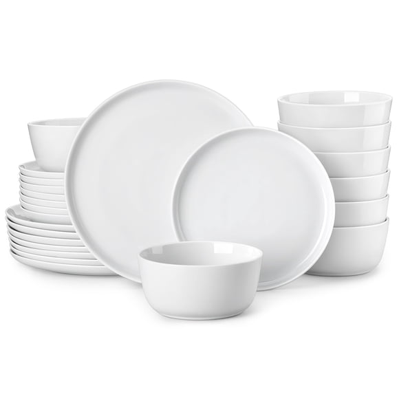 Juego de vajilla MALACASA LEXI de 24 piezas de porcelana blanca