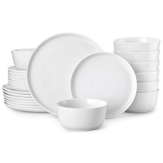 Juego de vajilla MALACASA LEXI de 24 piezas de porcelana blanca