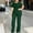 #0287-Green, variant on Two Piece Plus Size Sets for Women High Neck Layered Waist Top Wide Leg Pants Elegant Casual Summer Outfits