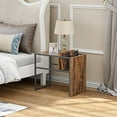 thumbnail image 4 of CubiCubi Sofa Side End Table for Living Room, C Shaped Reversible Table with Wooden Storage Shelf, Nightstand for Bedroom, Deep Brown, 4 of 6