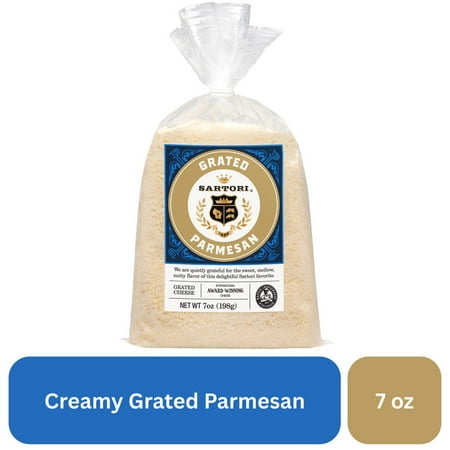 Sartori Grated Cheese, Parmesan Cheese, 7.0 oz Bag, Aged Cheese, Classic Grated Parmesan Cheese, Refrigerated