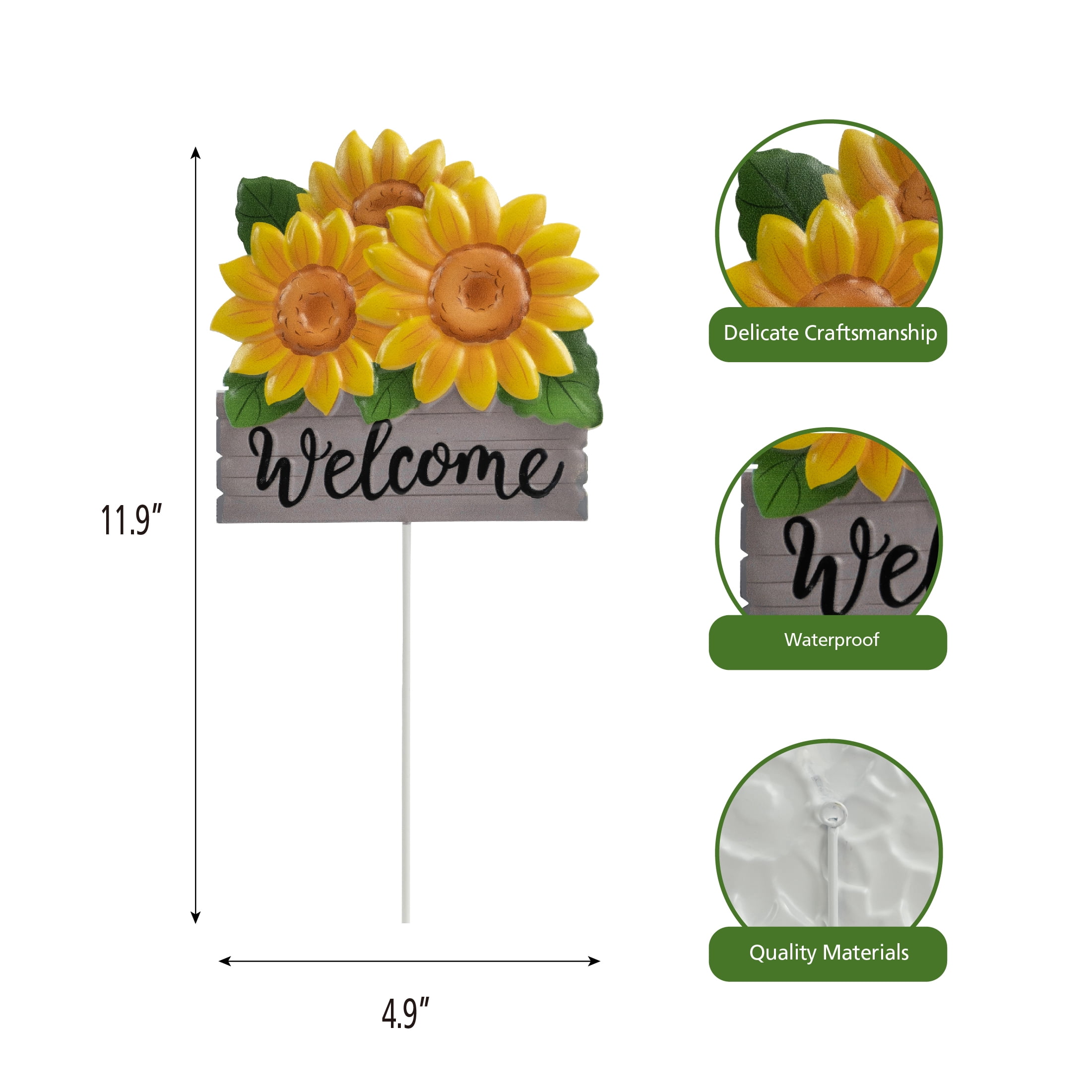 Mainstays Weather-Resistant Metal Sunflower Garden Stake, Orange