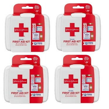 Johnson & Johnson First Aid To Go Portable Mini Travel Kit, 12 pieces ( pack of 4)
