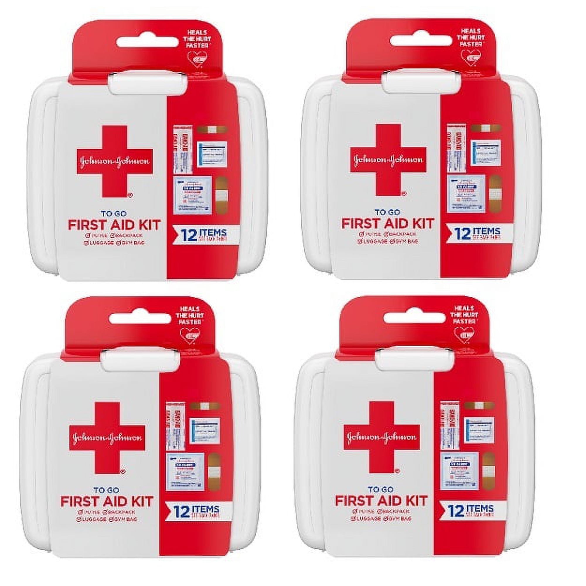 Johnson & Johnson First Aid To Go Portable Mini Travel Kit, 12 pieces ( pack of 4)