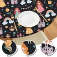 thumbnail image 4 of Black Princess Castle Rainbow Pattern Round Fitted Tablecloth with Elastic Edge,Dining Table Cover Waterproof,Outdoor Round Tablecloth for Camping,Dining,Indoor and Outdoor, 4 of 7