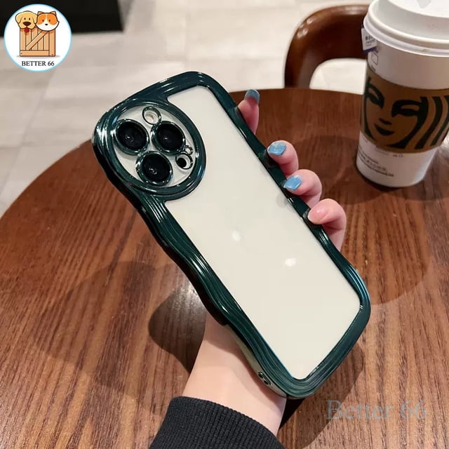 Funda Simple Transparente Para Cámara Circular Protectora De Olas Grandes Para IPhone 11 12 13 Pro Max 14 Plus